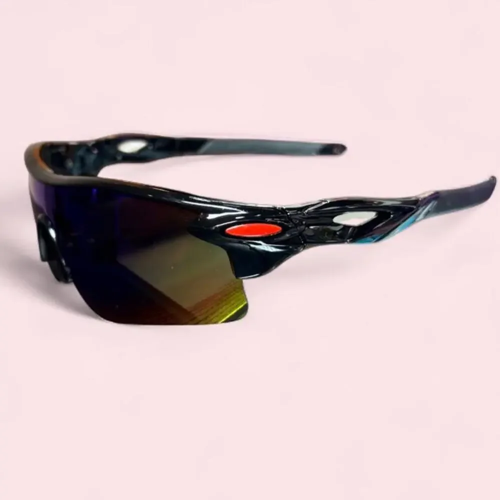 Black wraparound shield sunglasses Y2k cybercore sporty futuristic festival